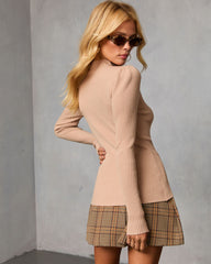 Honey Knit Ribbed Puff Sleeve Sweater